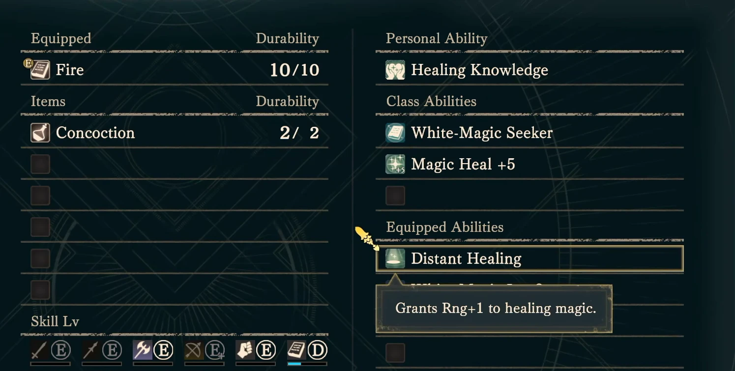 Sofia's healing-range ability adds 1 to recovery magic range.