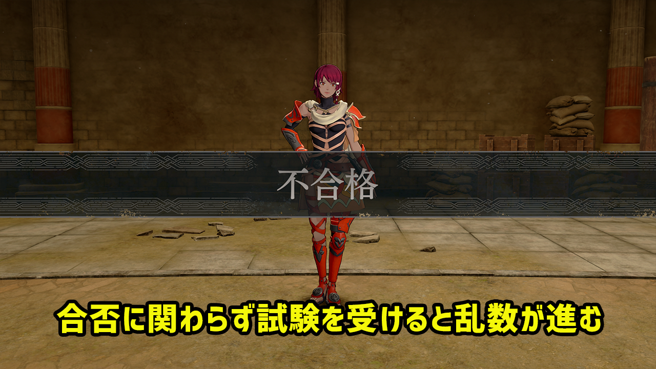 資格試験に失敗した結果画面。
