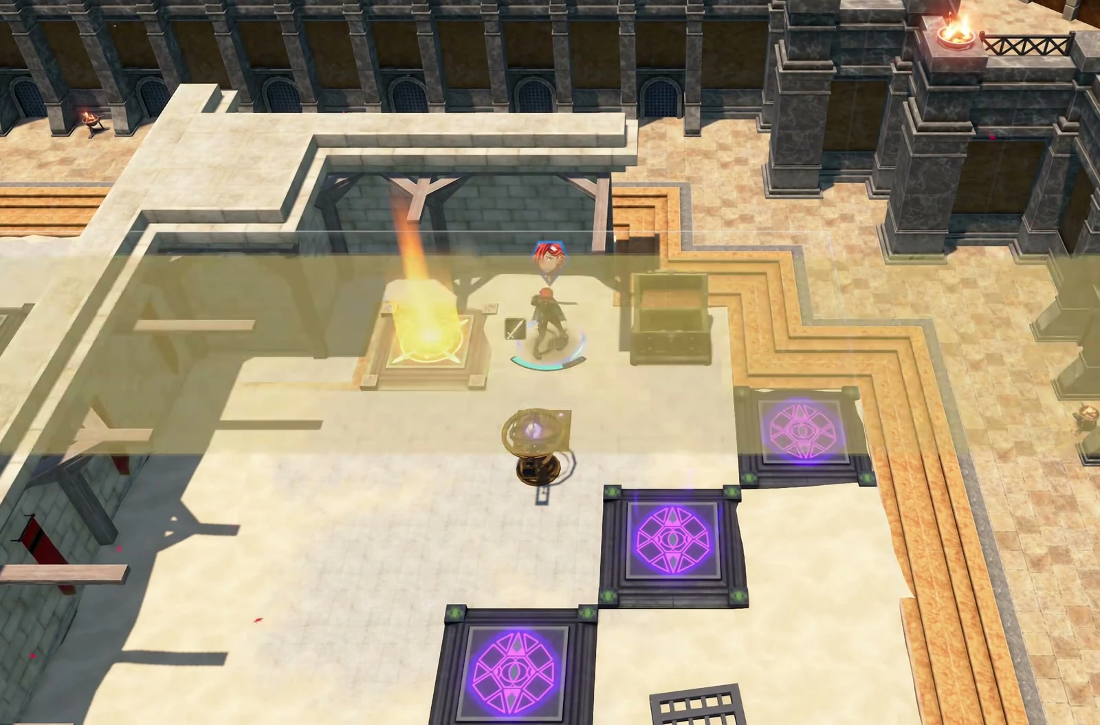 The right-side chest is in the small compartment to the right of the golden pillar of light. You do not need to wait beside it after collecting it.