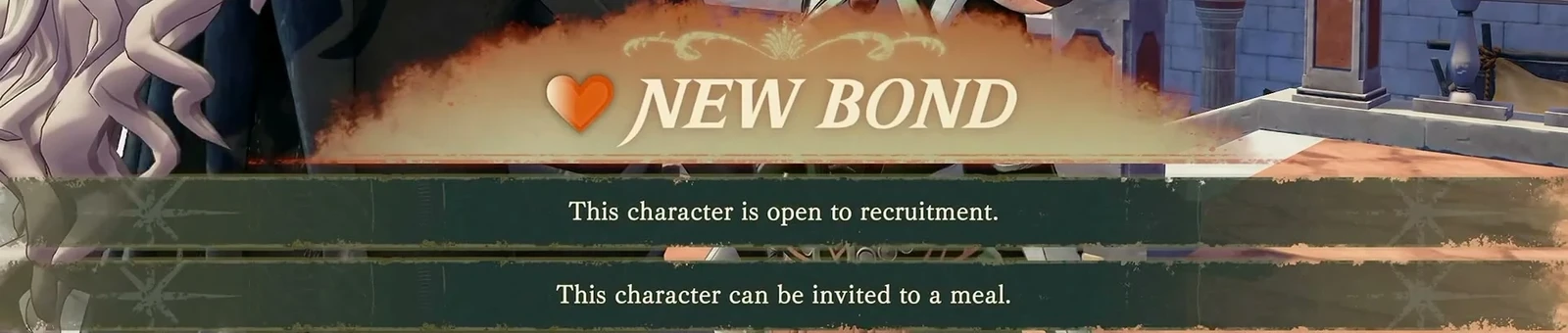 After the first gift establishes contact, a prompt unlocks both recruitment and dining.