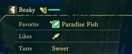 Another named mount has bond level 2 on the care page, with favorite foods and tastes listed.