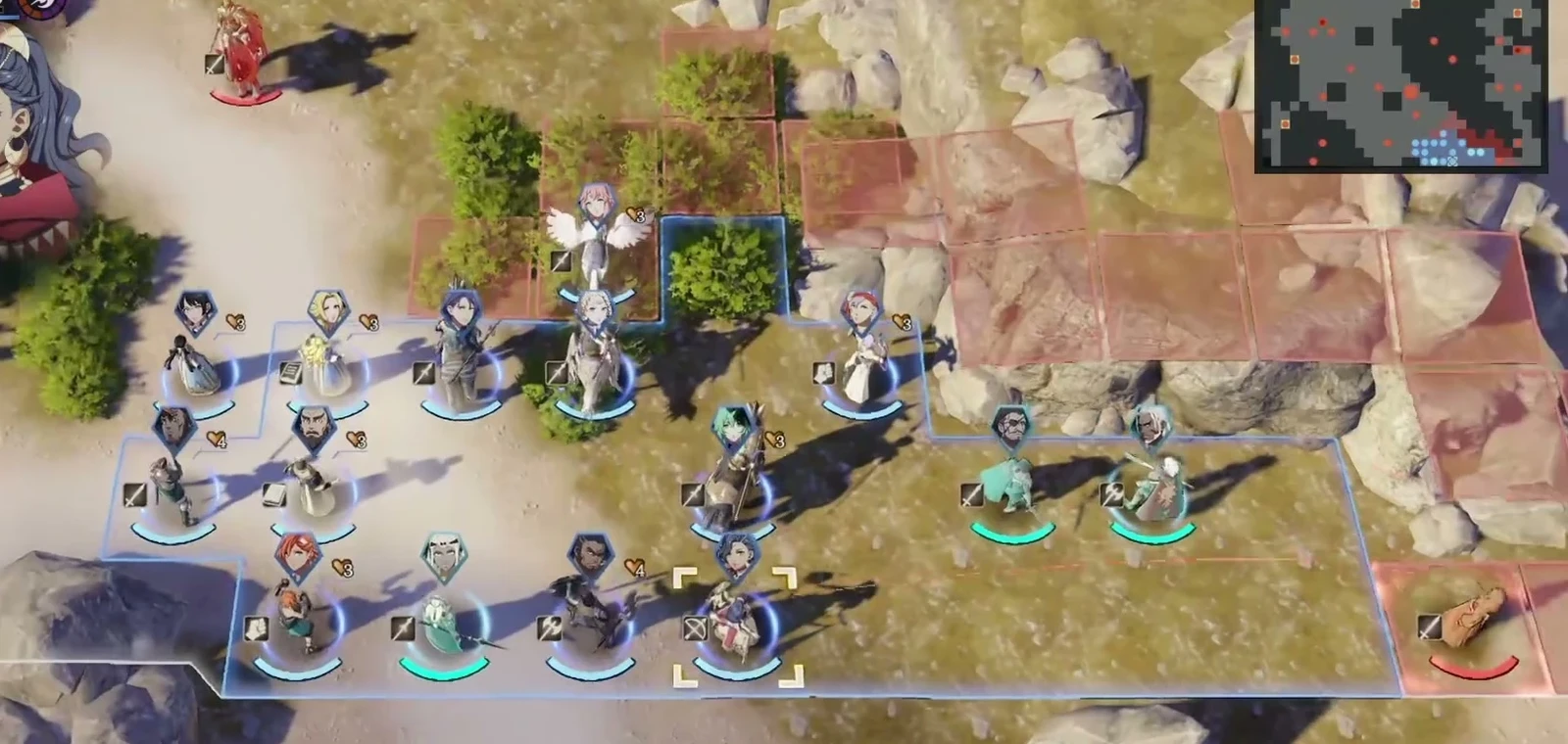 The team gathers after the War Arc begins, with several recruited companions entering the battlefield together.