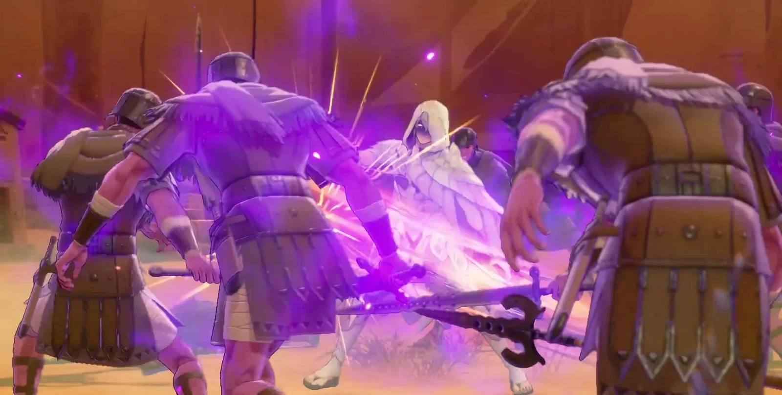 Eshmel confronts surrounding enemies directly.