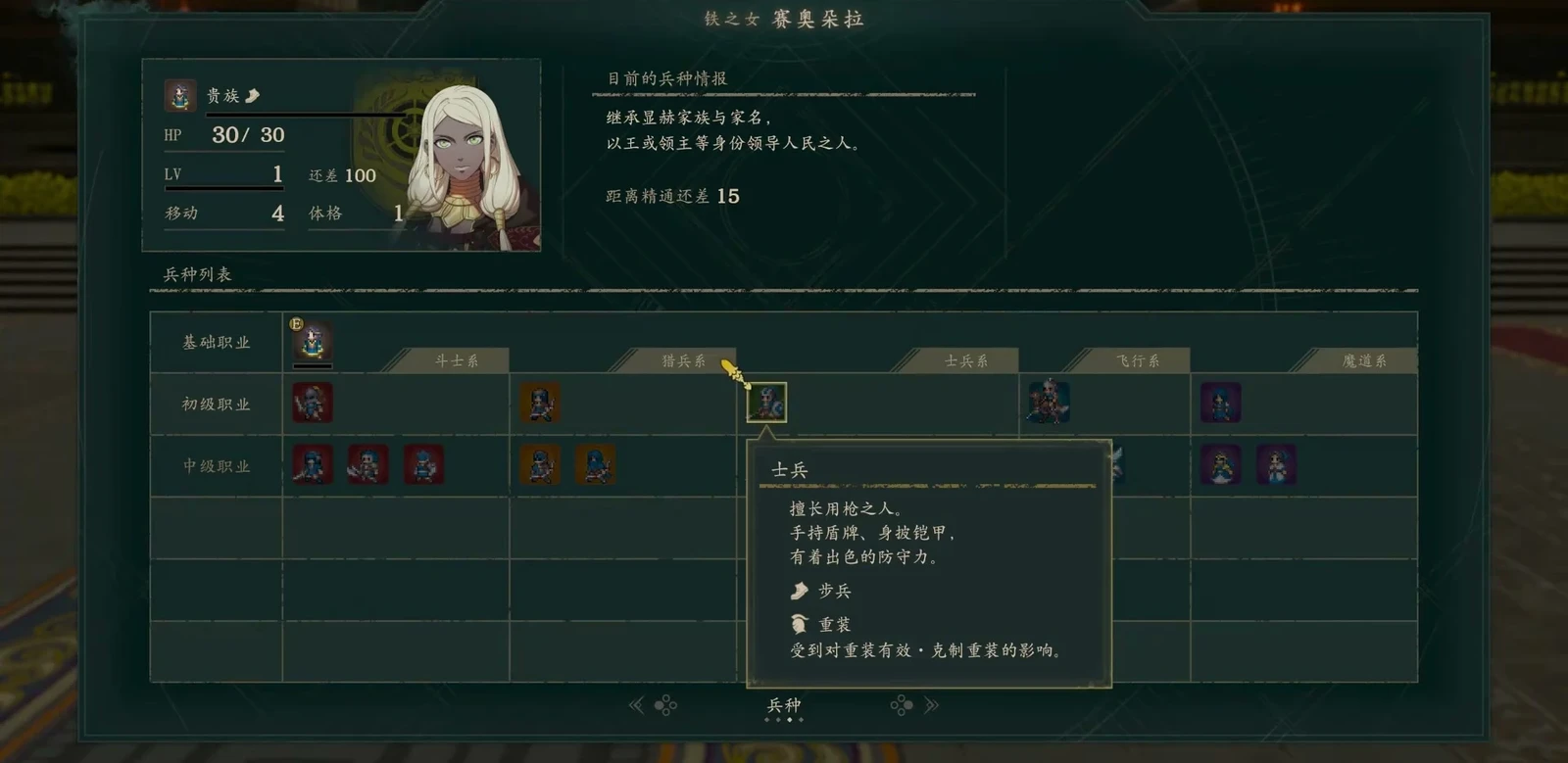 Soldier selected in the class list: the tooltip explicitly lists “Infantry” and “Armored,” and warns that anti-armor effectiveness and armor-countering effects apply.
