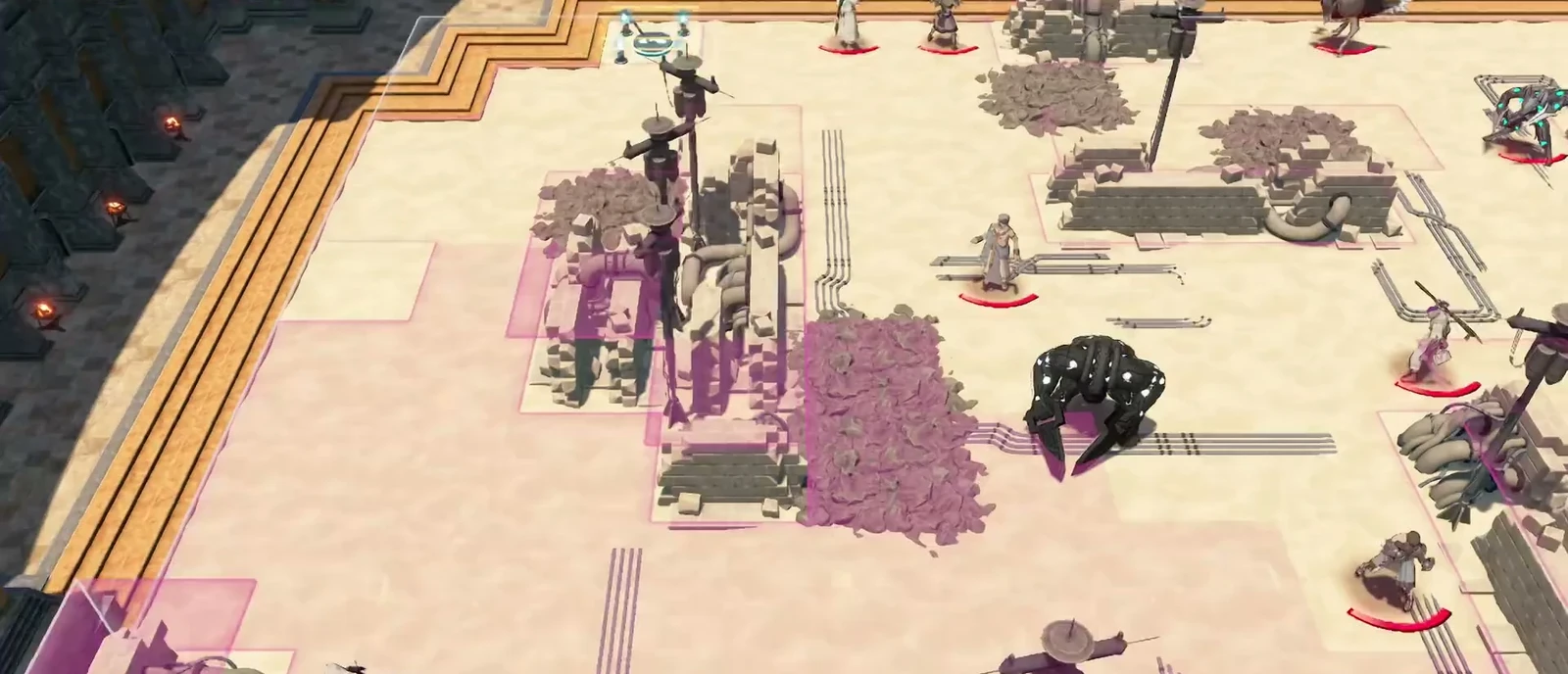 The glowing disc in the upper left is the switch. Clear enemies from the route before approaching.