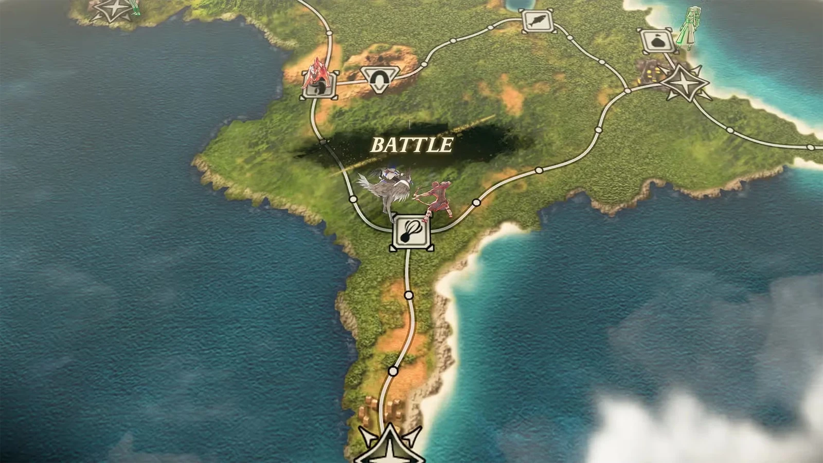 Enemies on roads trigger encounters. Plan the towns, waystations, and quest locations you need as a single trip.
