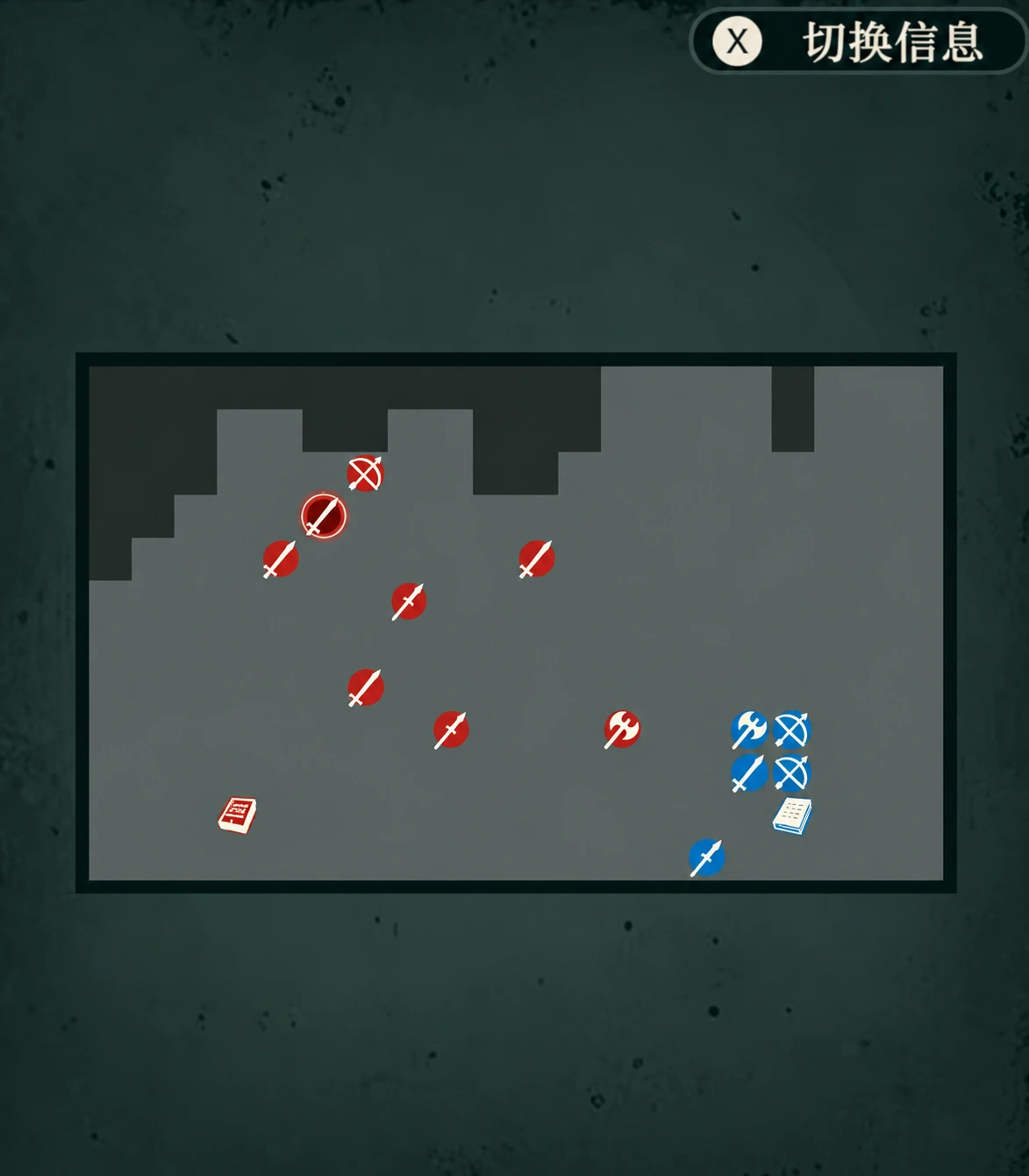 Your blue units start in the southeast. Check the brush around deployment before advancing toward enemies to the northwest.