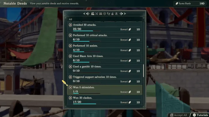 Notable Deeds and shard rewards