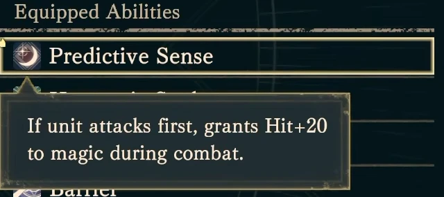 Orchel's initiating magic ability: Magic Hit +20 for the battle when initiating combat.