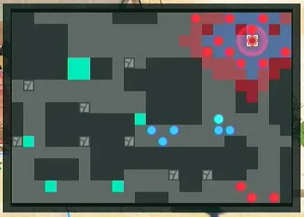The minimap from the same Great Escape battle: enemies are concentrated in the northeast, allies are in the center, and a larger green area is visible on the left. Check the roads leading to the evacuation area before intercepting enemies.