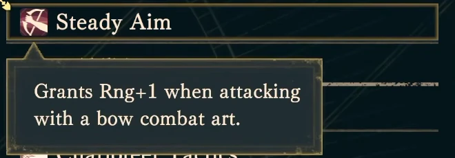 Peter’s personal skill: Range +1 when attacking with bow arts.