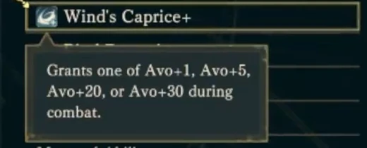 Sirocco's level-based ability after its level 35 upgrade: activates one of Avoid +1, +5, +20, or +30 during combat. Do not plan his tanking around a fixed +30.