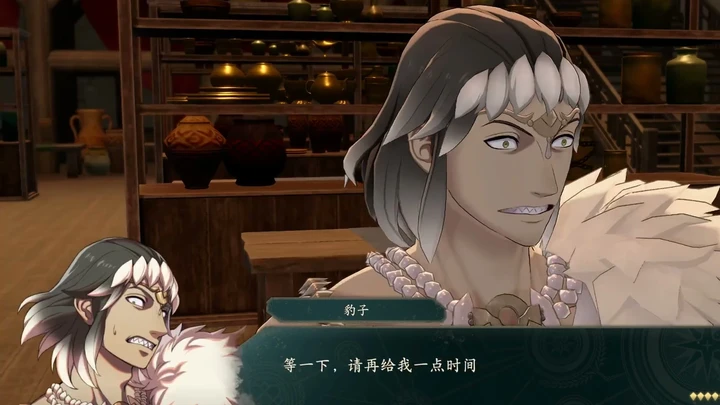 Characters talk in the tavern.