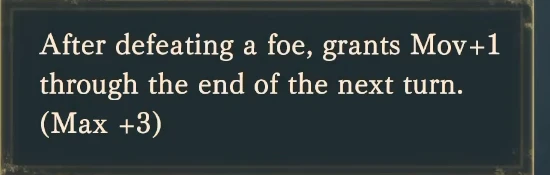 Caladrius mastery description: Movement +1 after a kill, stacking to +3 until the end of the next turn.